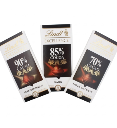 Lindt Excellence Dark Chocolate (70%, 85%, 90% Cocoa)